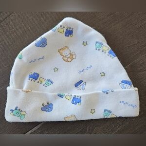 Miniwear Preemie 100% Cotton Cap/Hat Trains Boats Bears